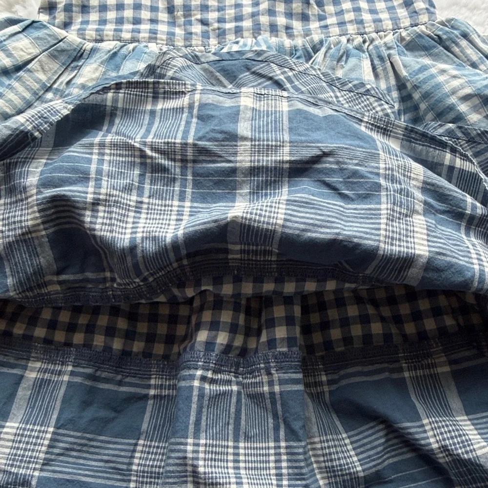 NWT Ralph Lauren Baby Gingham Madras Tiered Ruffle Cotton Dress BlueWhite 24 mos